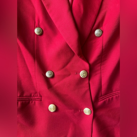 Vintage Pendleton Red Double Breasted Wool Blazer Gold Buttons Sz 4 - Picture 5 of 7